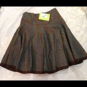 Gorgeous Citrine Brown And Turquoise Skirt